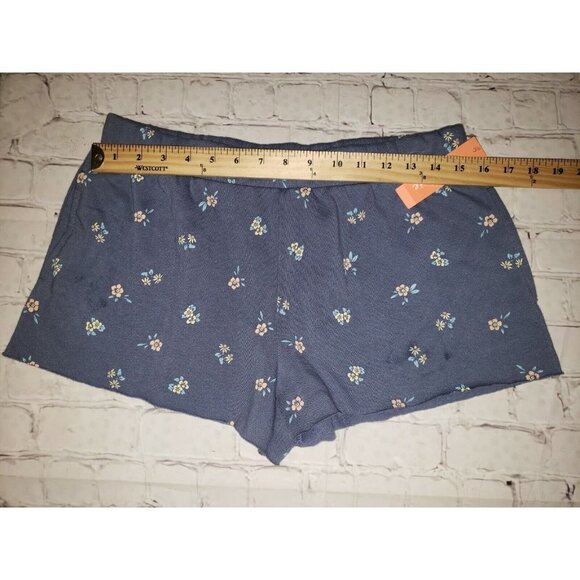 COLSIE Womens Size Small Floral Print Blue Raw Hem Soft Fleece Lounge Shorts - Picture 5 of 6